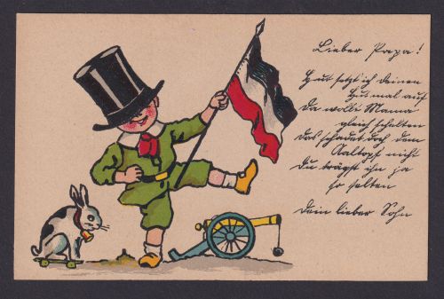Ansichtskarte Scherzkarte Humor Kind Kanone Deutsche Reichsfahne