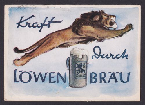 Ansichtskarte Reklame Kraft durch Löwenbräu ab Düren NRW n. Venlo Holland