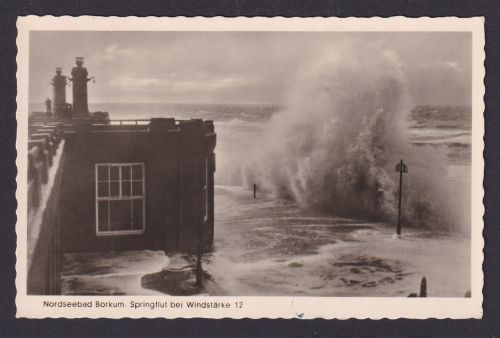 Ansichtskarte Borkum Niedersachsen Nordseeinsel Springflut