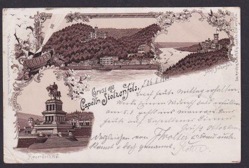 Litho Ansichtskarte Cappeln Stolzenfels Rheinland Pfalz Verlag Reishig Cappeln