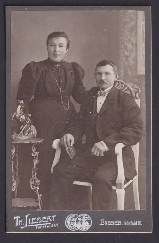Original Fotoplatte Porträt Ehepaar Foto Th. Liebert Bremen