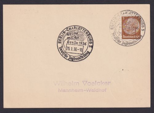 Berlin Charlottenburg Deutsches Reich Karte SST Grüne Woche Berlin 1936