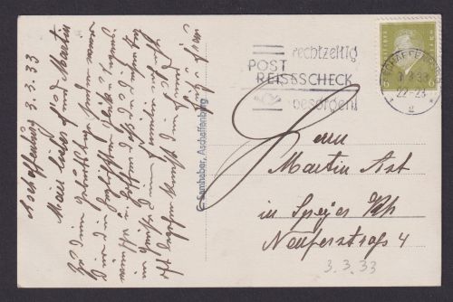 Aschafenburg Bayern Deutsches Reich Ansichtskarte Postasache Rechtzeitig