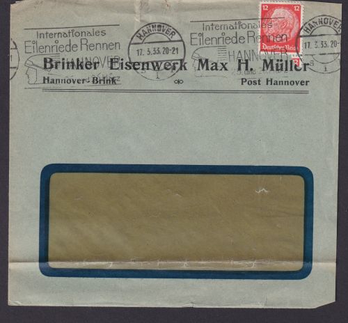 Hannover Niedersachsen Deutsches Reich Briefe SST Internationales Eilenriede