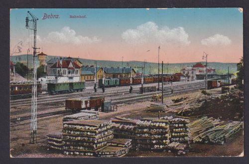 Ansichtskarte Bebra Hessen Bahnhof Feldpost 14.08.1916