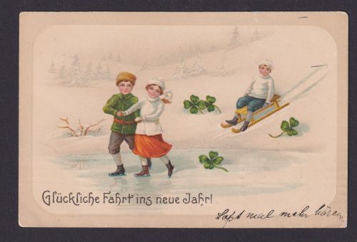 Ansichtskarte Schnee Winterlandschaft Neujahrsgruß n. Eisenach Thürungen