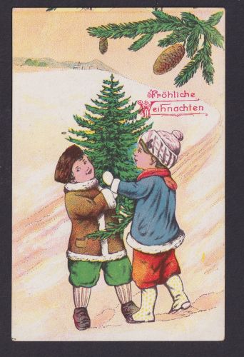Ansichtskarte Künstlerkarte Weihnachtsgruß Kinder Weihnachtsbaum