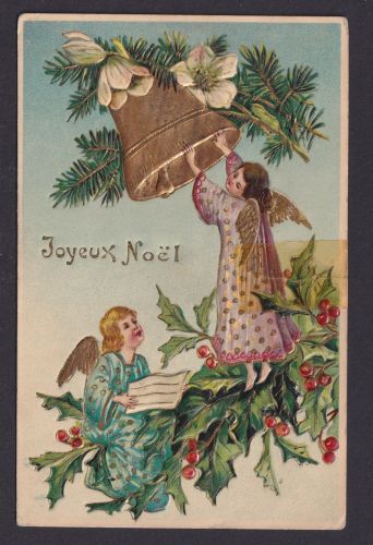 Ansichtskarte Künstlerkarte Weihnachtsgruß Joyeux Noel Prägekarte Goldauflage