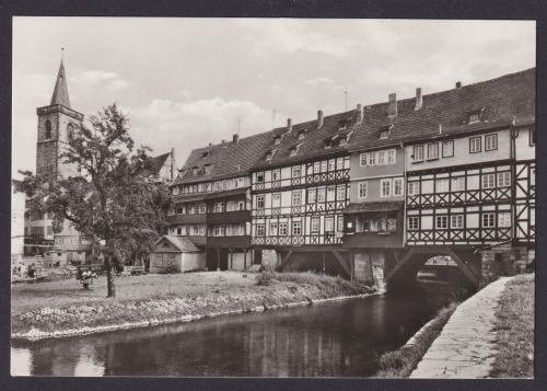 Ansichtskarte Erfurt Thüringen Krämerbrücke Schöne Fachwerkhäuser
