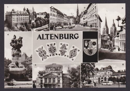 Ansichtskarte Altenburg Thüringen Rote Spitzen Skatbrunnen Schloss Markt
