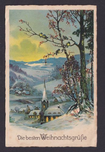 Weihnachten Ansichtskarte Künstlerkarte Weihnachtsgruß n. Gera Thüringen