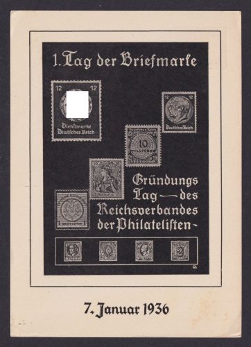 Deutsches Reich Privatganzsache Philatelie 1. Tag der Briefmarke Gründungstag
