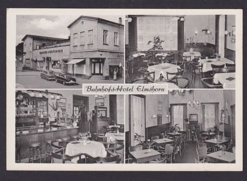 Ansichtskarte Elmshorn Schleswig Holstein Bahnhofshotel Innen Außenansicht
