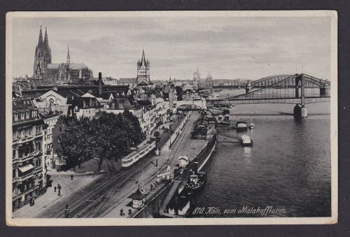 Ansichtskarte Köln NRW Rhein Fluss Brücke Strassenbahn Dom