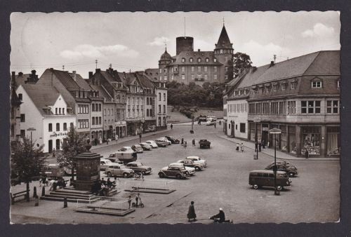 Ansichtskarte Mayen Eifel Rheinland Pfalz Markt Genovevaburg Oldtimer n. Hamburg