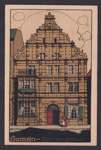 Ansichtskarte Hameln Niedersachsen Künstlerkarte Rattenfängerhaus