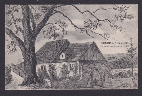 Ansichtskarte Allendorf Werra Sooden Hessen Künstlerkarte Hospital Jahr 1372