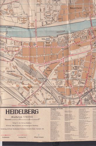 Faltplan Stadtplan Heidelberg Baden Württemberg Landkarte