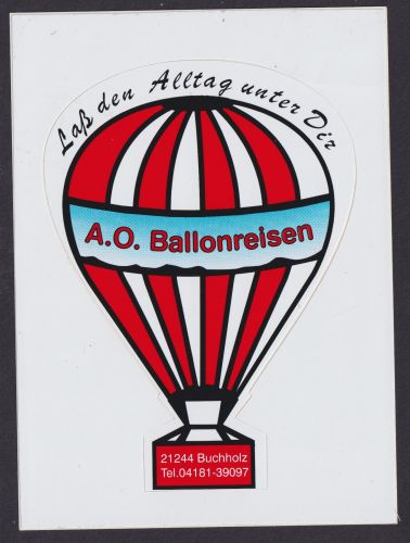 Aufkleber Reklame A.O. Ballonreisen Buchholz Niedersachsen Reklame