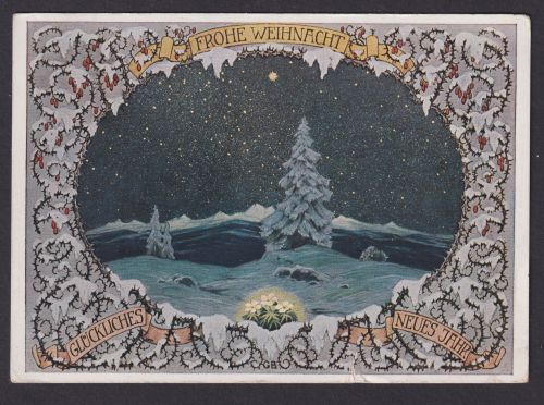 Ansichtskarte Künstlerkarte Weihnachten Neujahr Sterne Winter Schnee ab