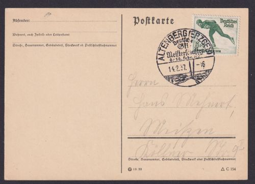 Altenberg Erzgebirge Sachsen Deutsches Reich Karte Sport Skisport SST Deutsche