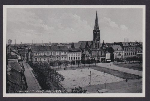 Ansichtskarte Saarlautern Saarland Adolf Hitler Platz Kirche Verlag Emil