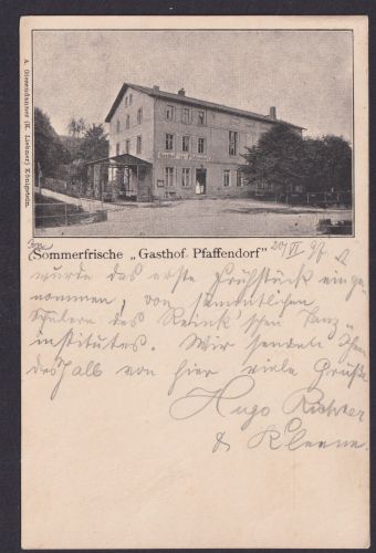 Vorläufer Ansichtskarte Pfaffendorf Sachsen Gastronomie Gasthof Pfaffendorf nach