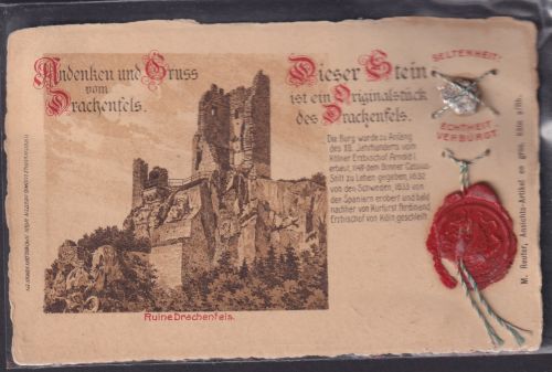Ansichtskarte Drachenfels Siegel Originalstein v. Drachenfels Ruien