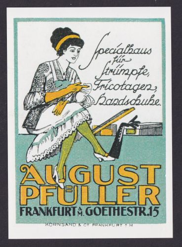 Künstler Ansichtskarte Reklame Werbung August Pfüller Frankfurt a. Main Strümpfe