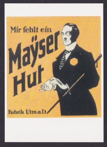 Künstler Ansichtskarte Reklame Werbung Mayser Hut München Aus der Jugendzeit der