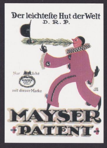 Künstler Ansichtskarte Reklame Werbung Mayser Patent Der leichteste Hut der Welt