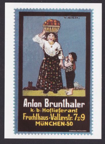 Künstler Ansichtskarte Reklame Werbung Anton Brunthaler Fruchthaus München