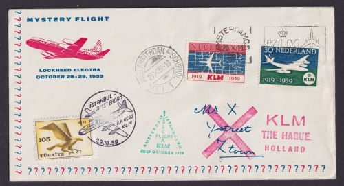 Flugpost Air Mail KLM Amsterdam Niederlande Istanbul Türkei Lockhhed Electra