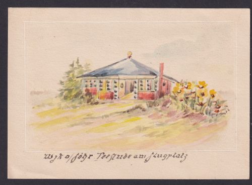 Ansichtskarten Künstlerkarten 5 x Handgemalt Wyk auf Föhr Teestube am Flugplatz