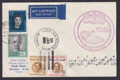 Polarpost Antarktis Flugpost Brief Artic USAF ICE SKATE Nordpol Drift Station