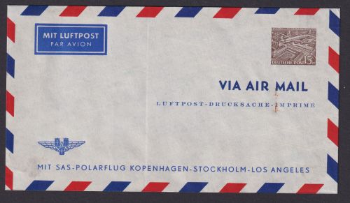 Flugpost Brief Air Mail Berlin Privatganzsache 15 Pfg Bauten mit Eindruck SAS