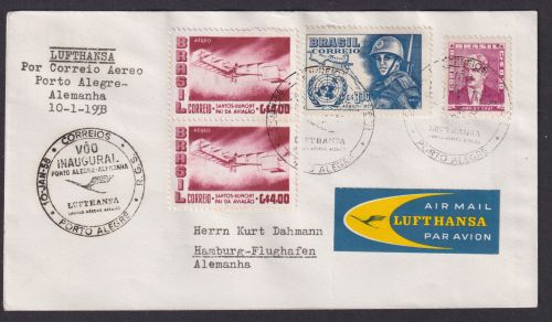 Flugpost Brief Air Mail Lufthansa Porto Alegre Brasilien Hamburg Flughafen