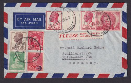 Flugpost Brief Air Mail Australien MIF 160 + Zusammendruck 216 Leerfeld Melbourn