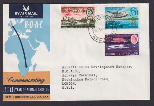 Flugpost Brief Air Mail B.O.A.C. Rhodesien & Nyassaland Simbabwe Afrika nach