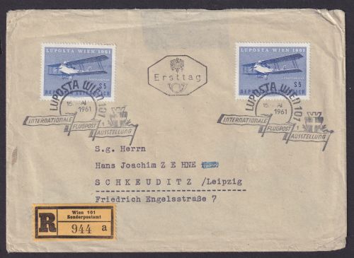 Flugpost R Brief Air Mail Österreich LUPOSTA Briefmarken Ausstellung MEF 1085