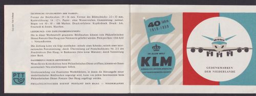 Flugpost Brief Air Mail 40 Jahre KLM 1959 Gedenkmarken der Niederlande