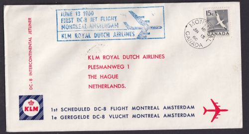 Flugpost Brief Air Mail Kanada Erstflug DC 8 Montreal Amsterdam Niederlande
