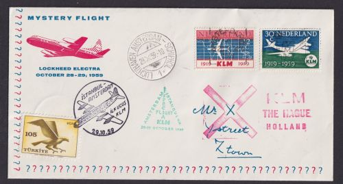 Flugpost Brief Air Mail Niederlande KLM Zuleitung Türkei Istambul Amsterdam