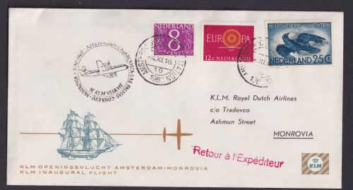 Flugpost Air Mail Brief Niederlande KLM Erstflug Amsterdan Casblanca Las Palmas