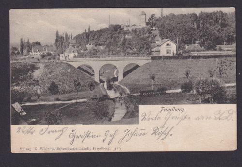 Ansichtskarte Friedberg Bayern Ansicht mit Brücke n. Stöppach