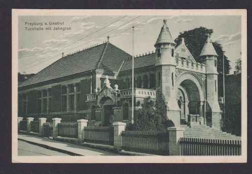 Ansichtskarte Freyburg a. Unstrut Sachsen Anhalt Turnhalle Jahngrab