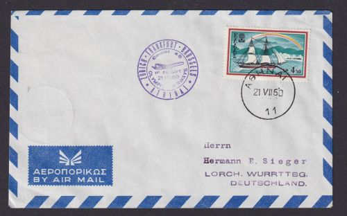 Flugpost Brief Air Mail Griechenland Zürich Frankfurt Brüssel Athen 21.7.1960
