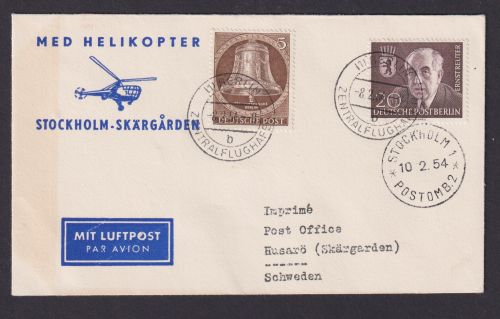 MED Helikopter Flugpost Brief Air Mail MIF Berlin Glocken Stockholm Skärgarden