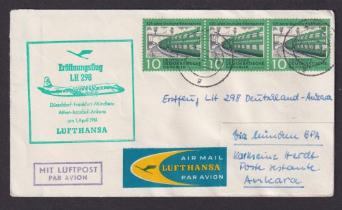 Flugpost Brief Lufthansa Eröffnungsflug Düsseldorf Athen Istanbul Ankara