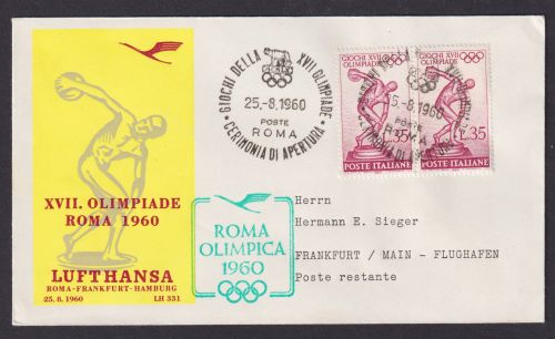 Flugpost Brief Air Mail Lufthansa Italien schöne MEF Rom Frankfurt Hamburg XVII